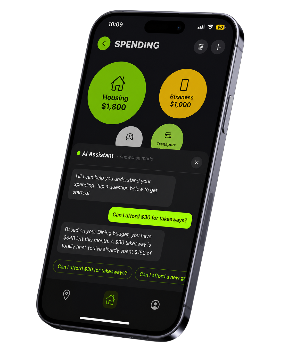 Student financial companion app interface